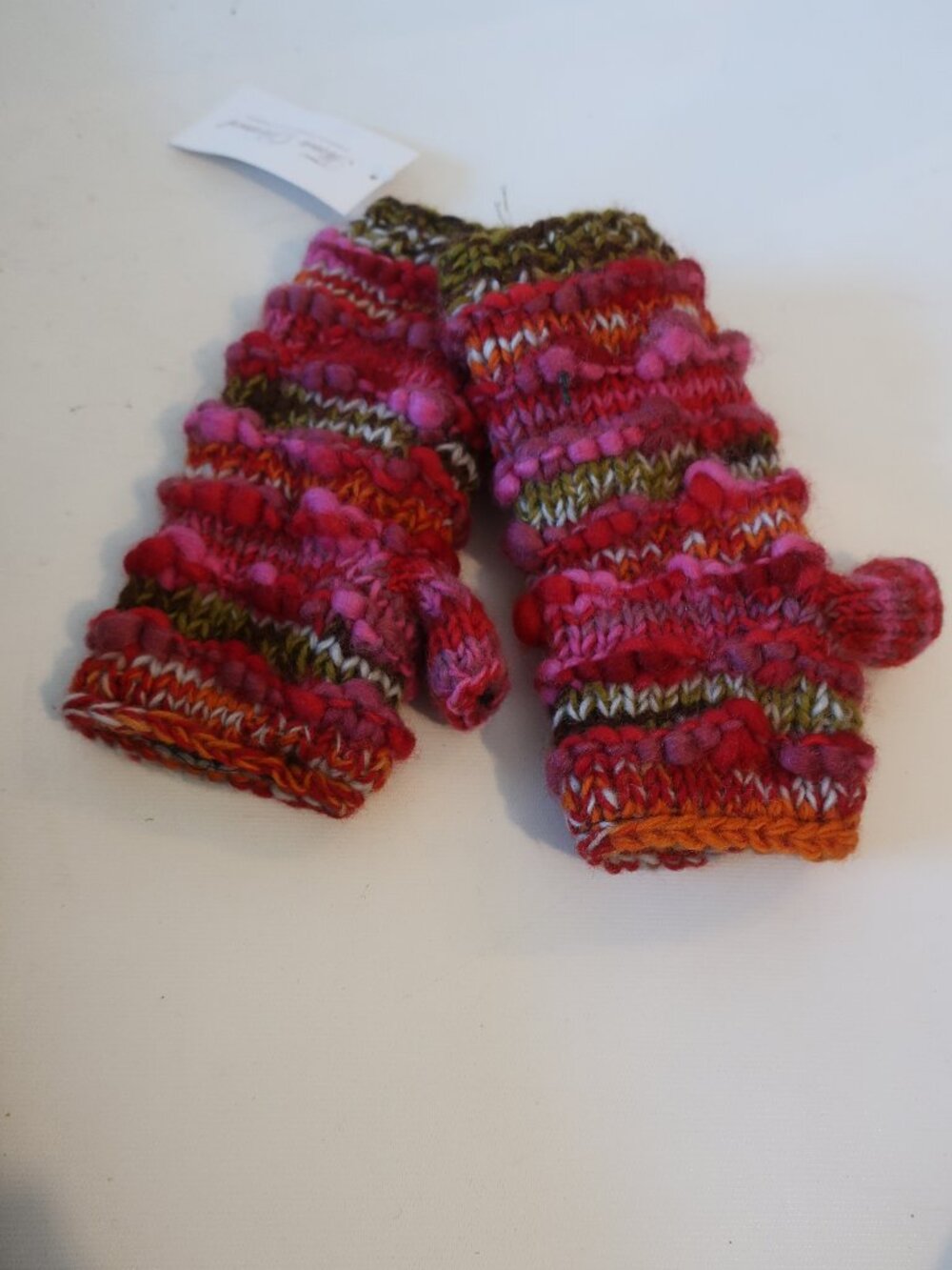 NWT Womens Tina Demel Pink, Red, Brown Wool Knitted Handwarmers